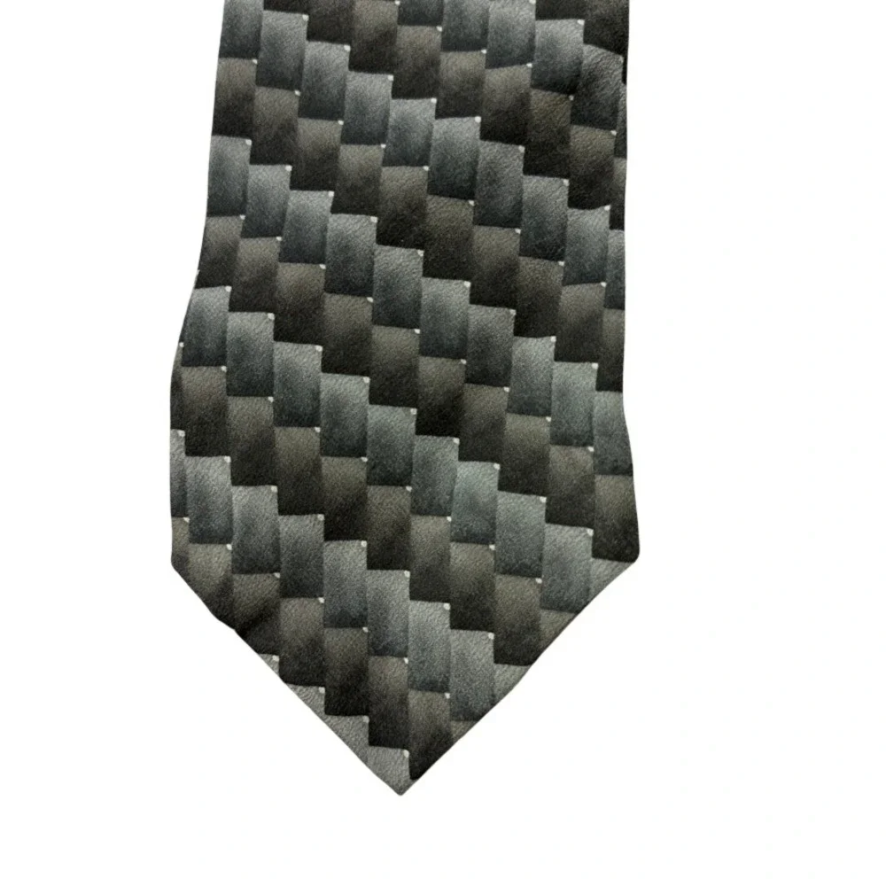 Grateful Dead 1996 Stepping Stones Silk Tie Grey Geometric Woven Fourteenth Set